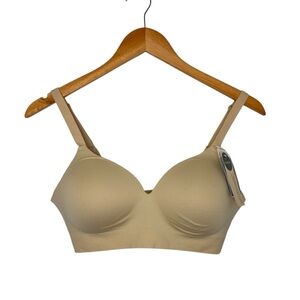Truekind Womens Supportive Comfort Wireless Shaping Bra Sz Large Beige 10210